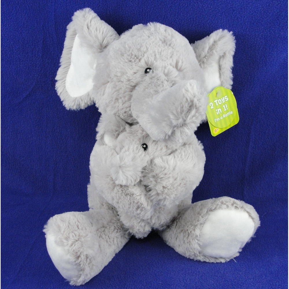 Spark Create Imagine Elephant Mom and Baby Plush Rattle Crinkle Stuffed Animal